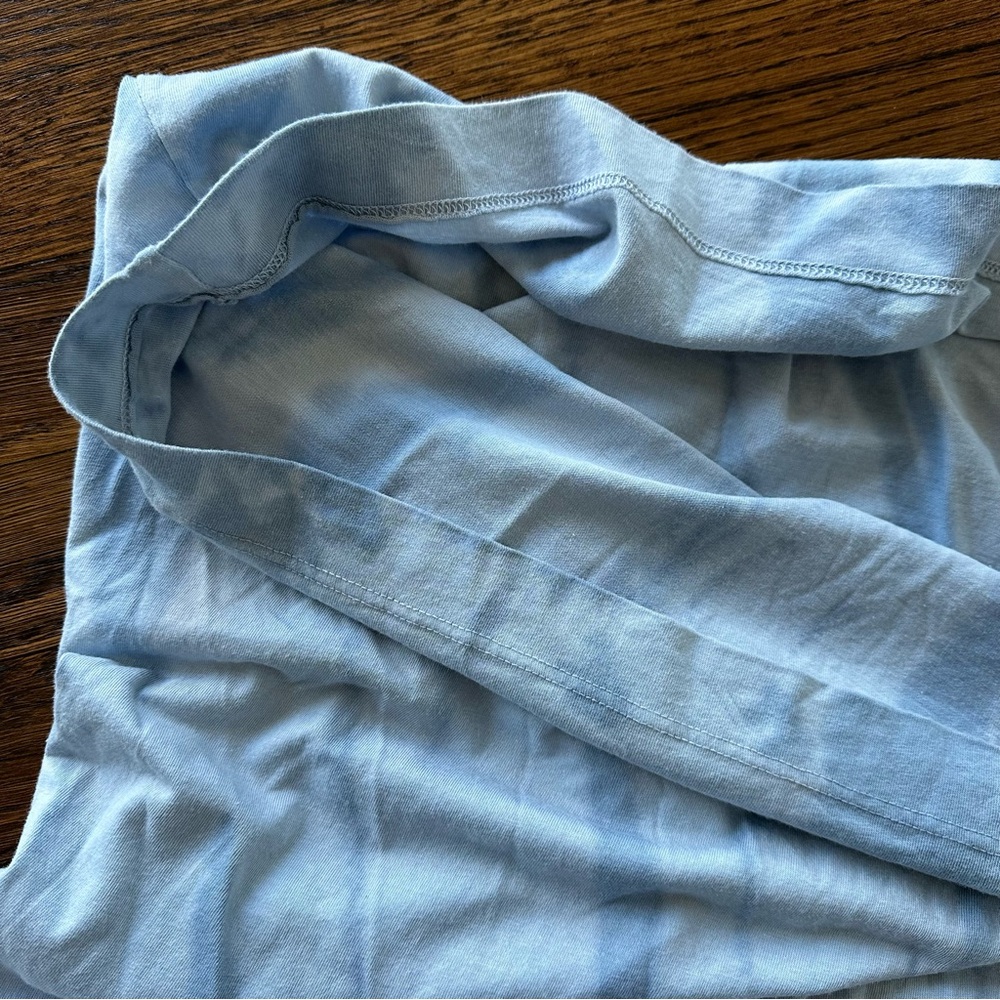 Michael Stars Blue Tie Dye Cotton T-Shirt Dress | Light Blue V-Neck Tee - Picture 9 of 13